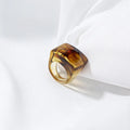 Fashion Jewelry INS Leopard Rainbow Color Chunky Acrylic Resin Ring