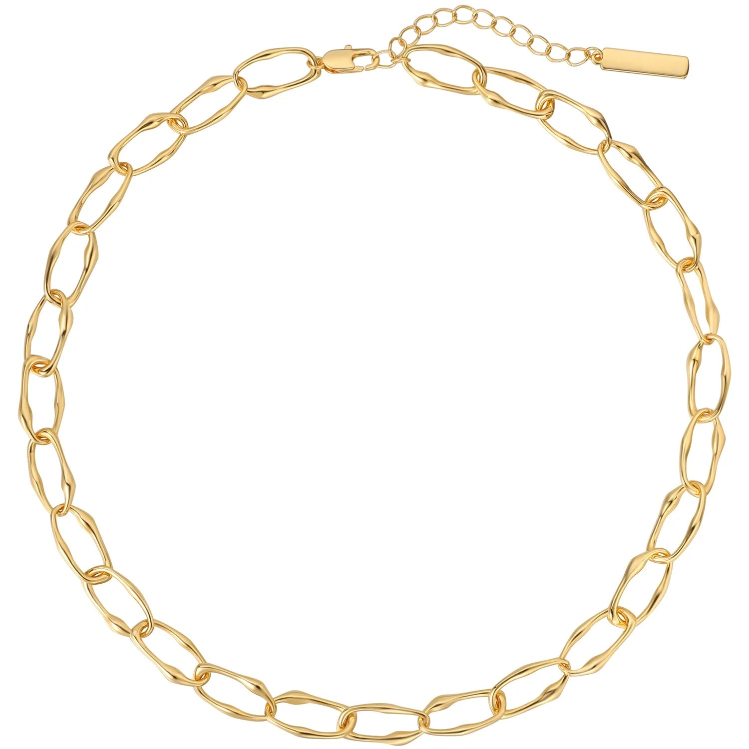 Fashion Personalized Irregular Circle Brass Gold Plated Chain Necklaces Unisex Jewelry Factory Direct Sale