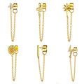 Minimalist Jewelry 925 Sterling Silver Cute CZ Stone Zircon Snake Sun Flower Small Stud Earrings Gold Long Chain Hoop Earrings