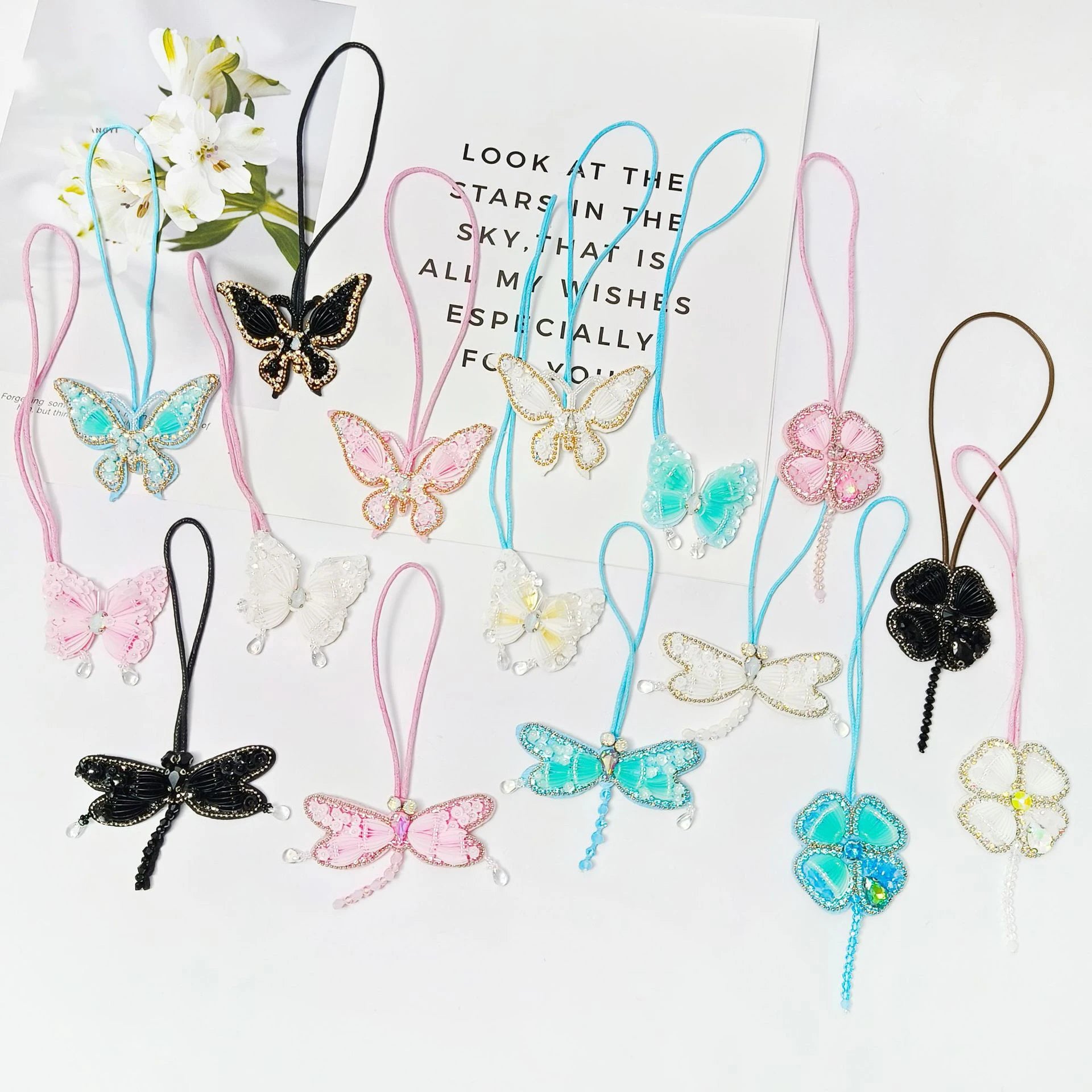 Wholesale Crystal Butterfly Dragonfly Clover Beaded Applique Patch for Bags Purses Clothes & DIY Decoration