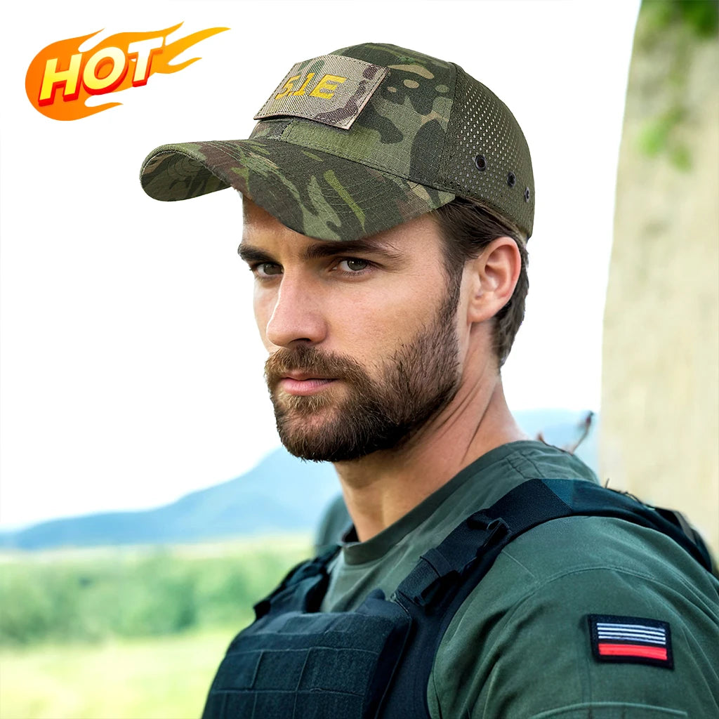 Customized Vintage Duck Camo Baseball Cap for Men 5-Panel Tactical Hat with Loop Panels and Twill Fabric Business Style
