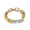 18K PVD Gold Plated Stainless Steel Paper Pin Interval Two Tone Climbing Hook Bracelet for Women Wholesale Jewelry MegaBDM