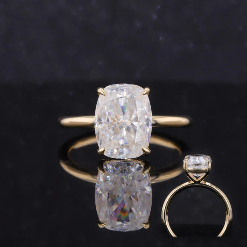 Starsgem Custom Cushion Cut Moissanite Gold Ring 18k Carat Engagement Wedding Fine Jewelry Yellow Gold AU750 18k Solid Gold Ring