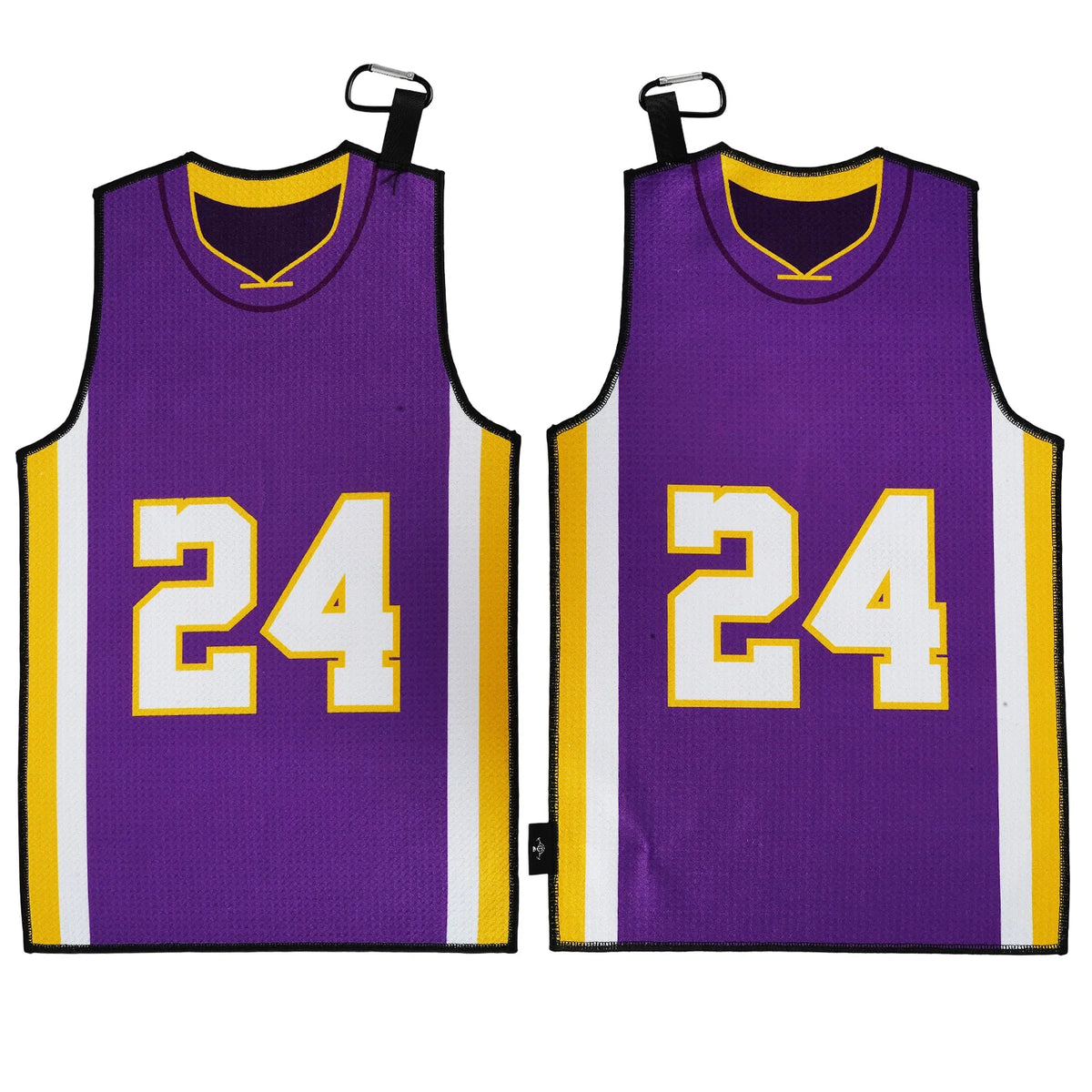 In Stock Golf Accessories Golf Club Cleaner Purple No. 24 Jersey Shape Waffle Microfiber Golf Towel With Hook