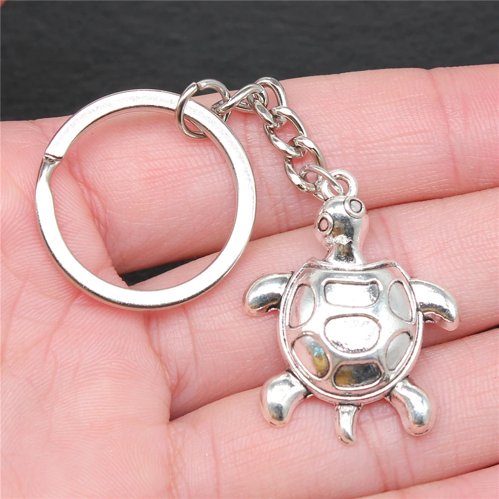 WYSIWYG 35x27mm Antique Silver Plated Antique Bronze Plated Zinc Alloy Turtle Key Chain Souvenirs Gift P1-ABD-C11417