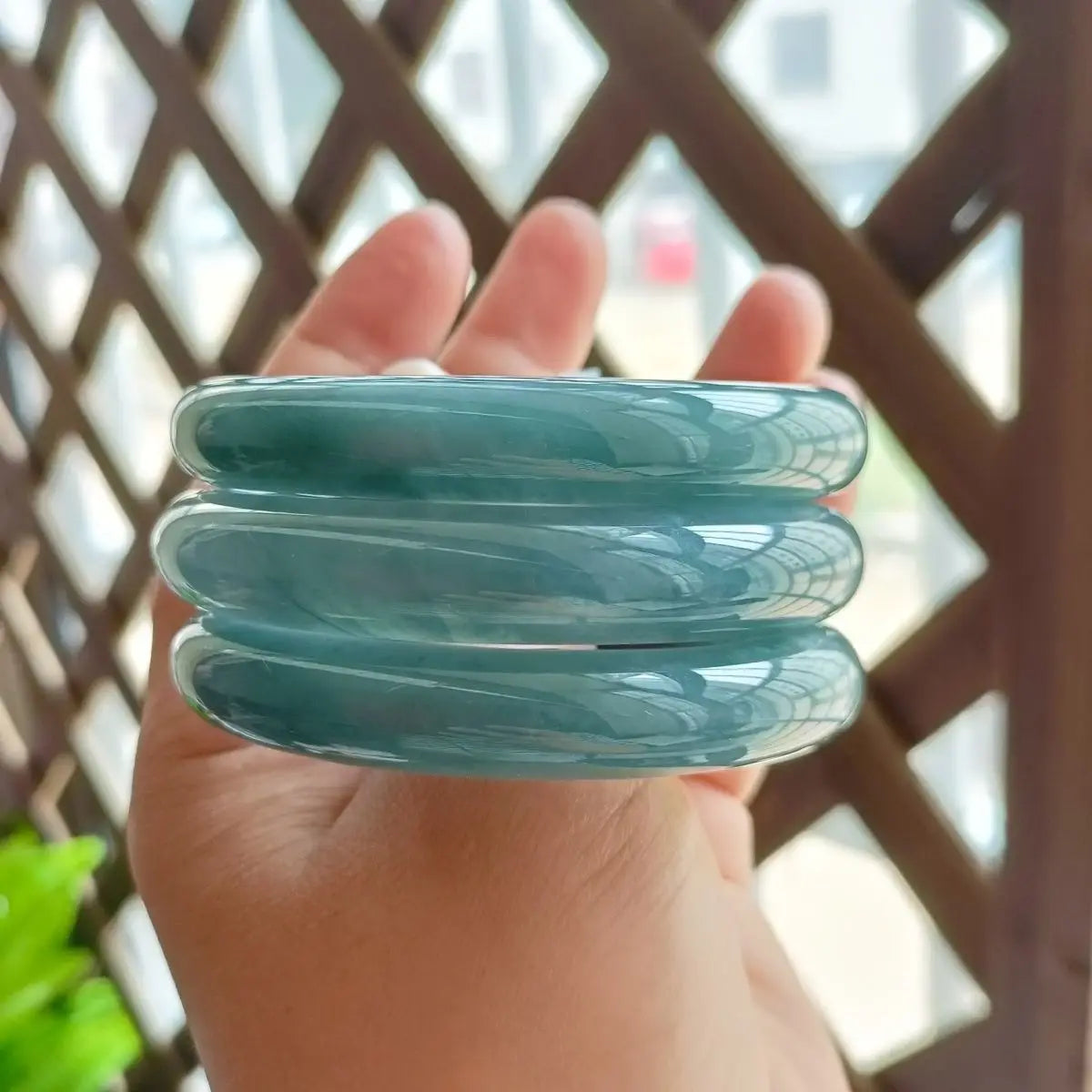 2026 Wholesale Women Genuine Natural Stone No Treated Jasper Light Green Jade Bangles for Amulet Gift