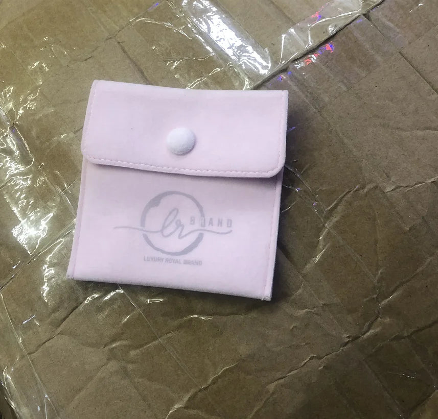 7.0*7.0 CM Pink Customized Logo Wedding Jewelry Envelope Flap Jewelry Pouches Velvet Jewelry Pouch Bag with Good Price
