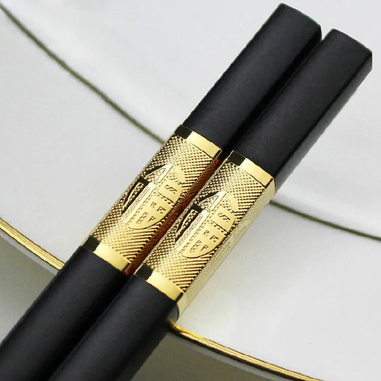 Sushi Chop Sticks Gold Plated Learner Gifts Set Non-Slip Chinese Chopsticks