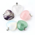 Healing Carnelian Jade Reiki Iced Out Stone Heart Necklace Shape Charm Amethyst Heart Pendant for Lover Jewelry Gift