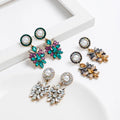 2023 Luxury Fresh Water Pearl Retro Earrings Multilayer Shining Rhinestone Geometric Vintage Earrings for Wedding