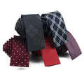 Premium Ready Made Five Colors Flat End Neck Tie Unisex Red Blue Gray Geometric Skinny Silk Ties for Suit