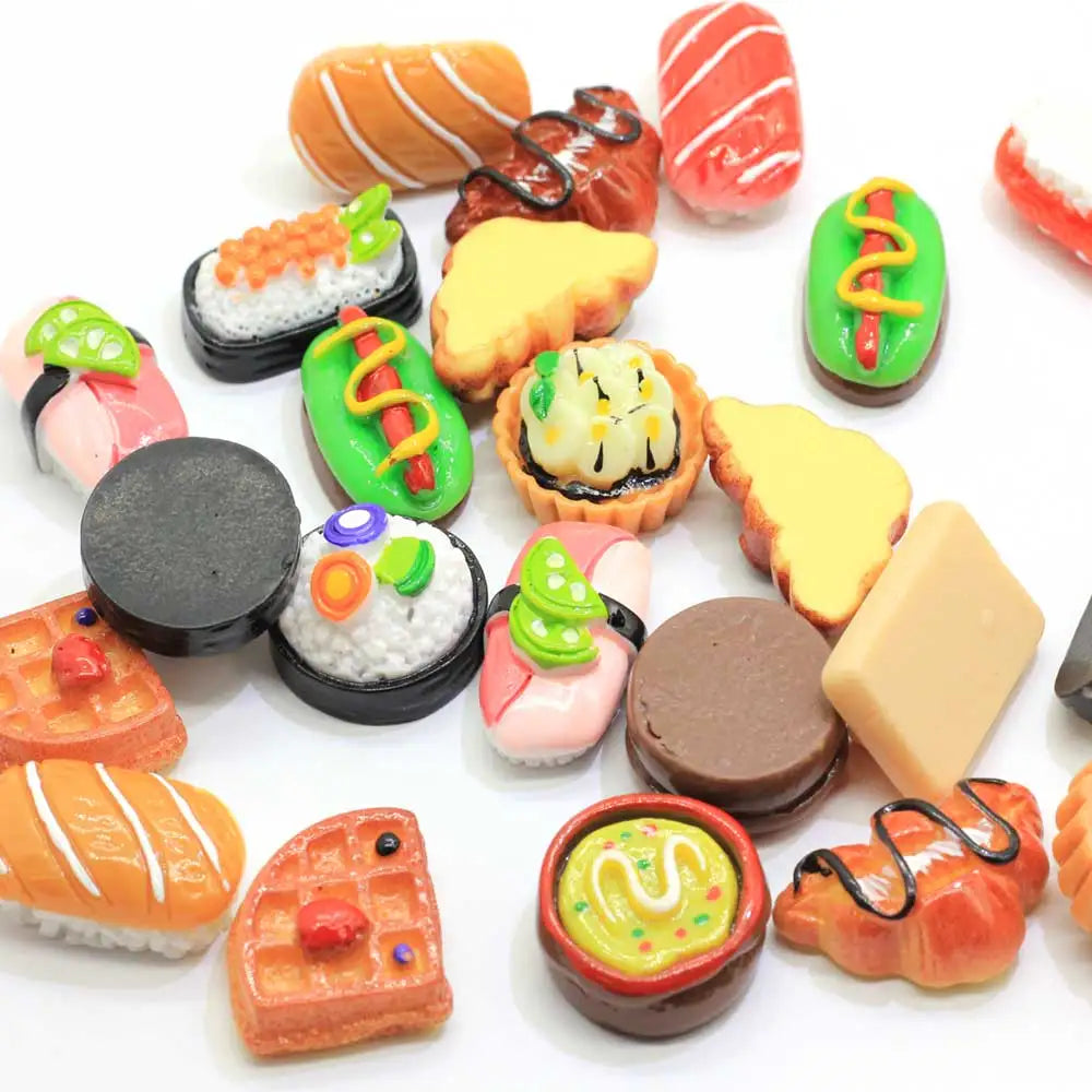Bulk Charms Simulated Japanese Food Resin Onigiri Bread Salmon Craft Kawii 3D Dollhouse Modeling Photography Props