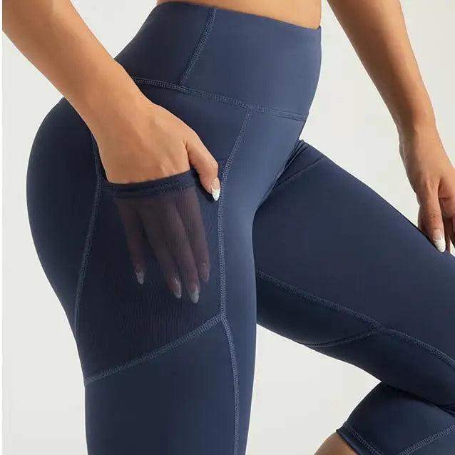 Women's High Waist Fitness Yoga Leggings Quick Dry Hip-Lifting Skinny Yoga Pants for Running Solid Pattern Yoga Wear