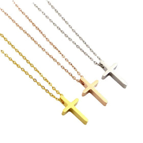 Hot Selling No Fade Simple High Polishing Design Titanium Steel Fashion Women Mini Cross Pendant Necklace