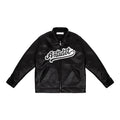 Men's Autumn Fashionable Thick Waterproof Windproof Motorcycle Bomber Jacket Zipper Closure Turtleneck Collar Loose Fit PU