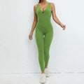 One-Piece Yoga Bodysuits Stretch Tight Training Wear Quick Drying Breathable Summer Gym Clothes for Women V Back Jumpsuits Nylon