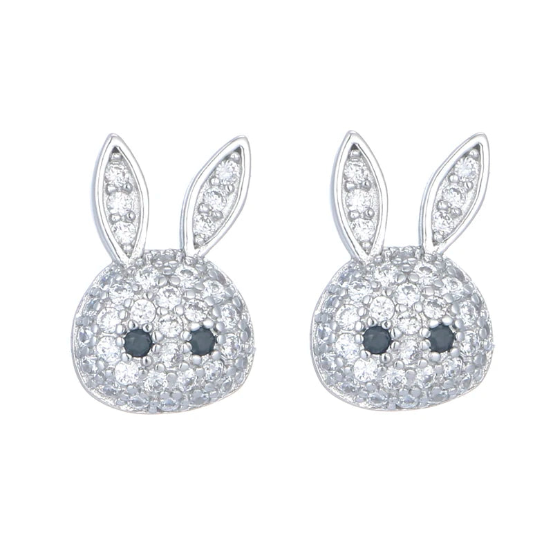 925 Silver Lovely Rabbit Stud Earrings for Women Trend Personality Lady Fashion Jewelry 2021