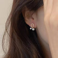French Retro Gold Plated Pearl Geometric Earrings Crossed Freshwater Pearl Stud Earrings for Birthday