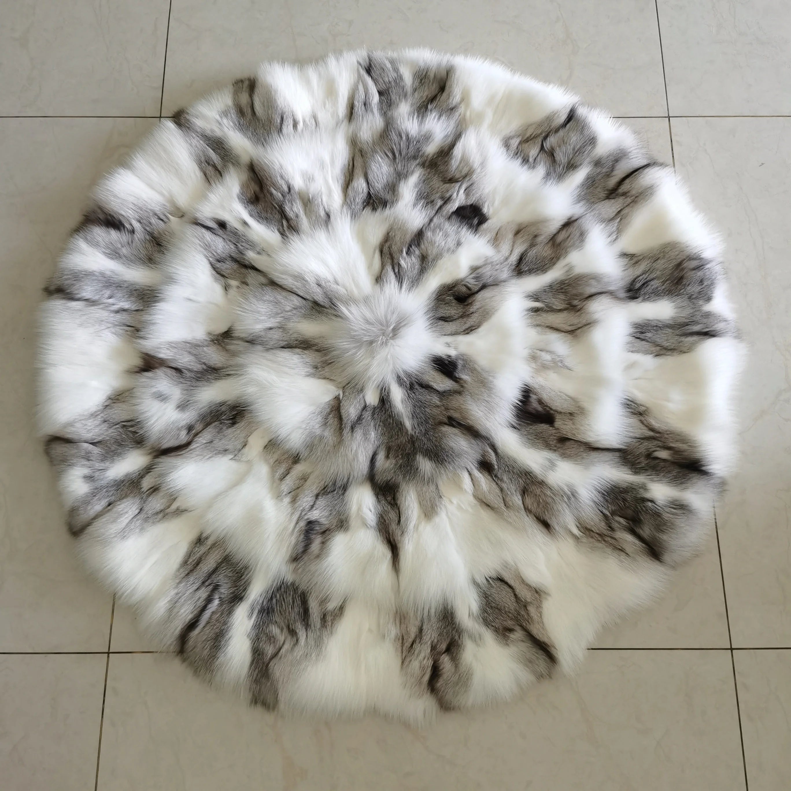 Modern High Pile Real Fox Fur Throw Blanket Loop Pile Shaggy Carpet with Natural Fox Fur Rug for Home Decor