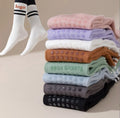 Grippy Yoga Socks Embroidery logo Anti slip 2023 pink White Sports Crew Socks With Grip for Pilates