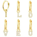 YHE0147 925 Sterling Silver Gold 26 Letters Drop Earrings Initial a M Pendiente Piercing Ohrringe European Rock Alphabet Jewelry
