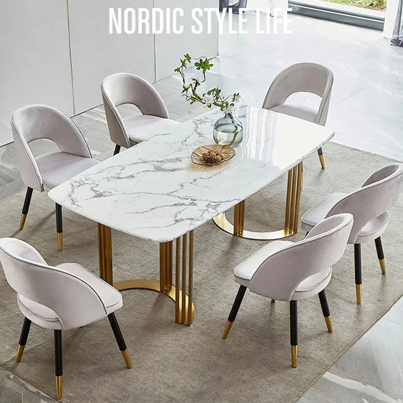 Italian Luxury Dining Table and Chair Modern Simple Household Small Apartment Marble Designer Dining Table