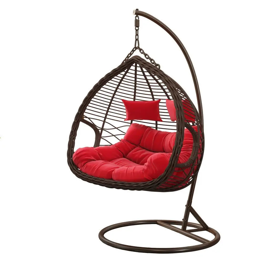 XIUNAN Outdoor Garden Indoor Room Hanging Egg Chairs Two-Swing Lazy Patio Rattan Furniture Metal Plastic Home Occasion
