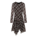 Fashionable Plaid Dress Custom logo Round Neck Long Sleeve Dress Directly Casual Pleated Short Skirt Wholesale