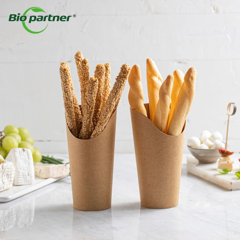Manufacturers Customized Take Away French Fries Paper Box Potato Chips Food Kraft Paper Cup Packaging