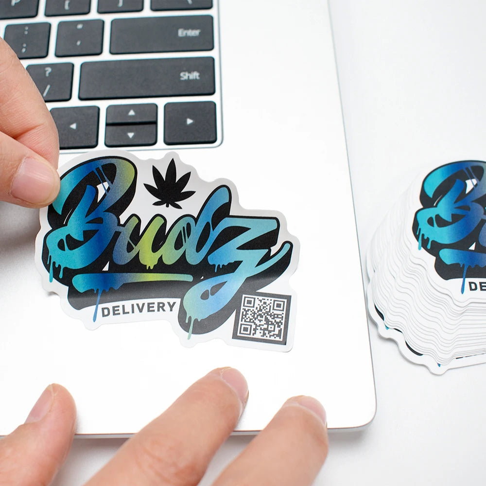 Custom Die Cut Waterproof QR Code Sticker for Laptop Adhesive Vinyl Diecut Stickers with Your Own Logo
