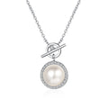 925 Sterling Silver Fine Jewelry Clavicle Chain Women's Lock Deduct 9mm Freshwater Pearl Moissanite Necklace