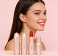 OEM Rose Gold Matte Lipstick Set - Waterproof Mineral-Based Lip Makeup Stick with Custom Logo Box Packaging