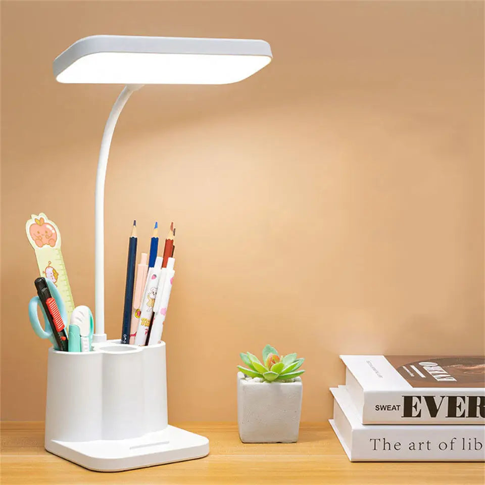 Top Selling Products 2023 Charging USB Desk Lamp Three Color Temperature Dimming Touch Learning Desk Lamp with Pen Box