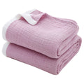 BLX Super Soft Three-Layer Yarn Dyed Cotton Blanket Floral Striped Solid for Office Home Travel Festive Joyous Atmosphere