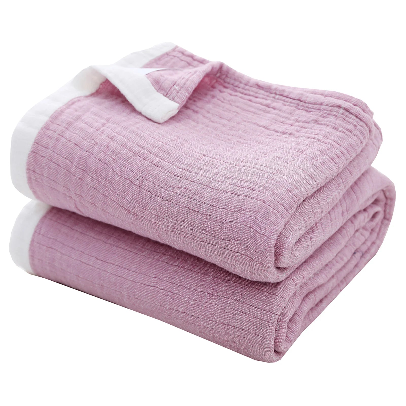 BLX Super Soft Three-Layer Yarn Dyed Cotton Blanket Floral Striped Solid for Office Home Travel Festive Joyous Atmosphere