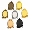 Necklace Pendant Setting Cabochon Base Tray Bezel Blank Fit 25*18mm Flower Bow Oval Cabochon Jewelry Making C17