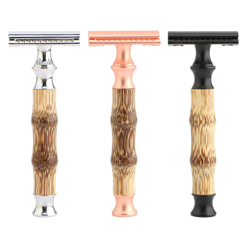 Bamboo Double Edge Safety razor zero Waste Blade Durable Zinc Alloy razor Blade