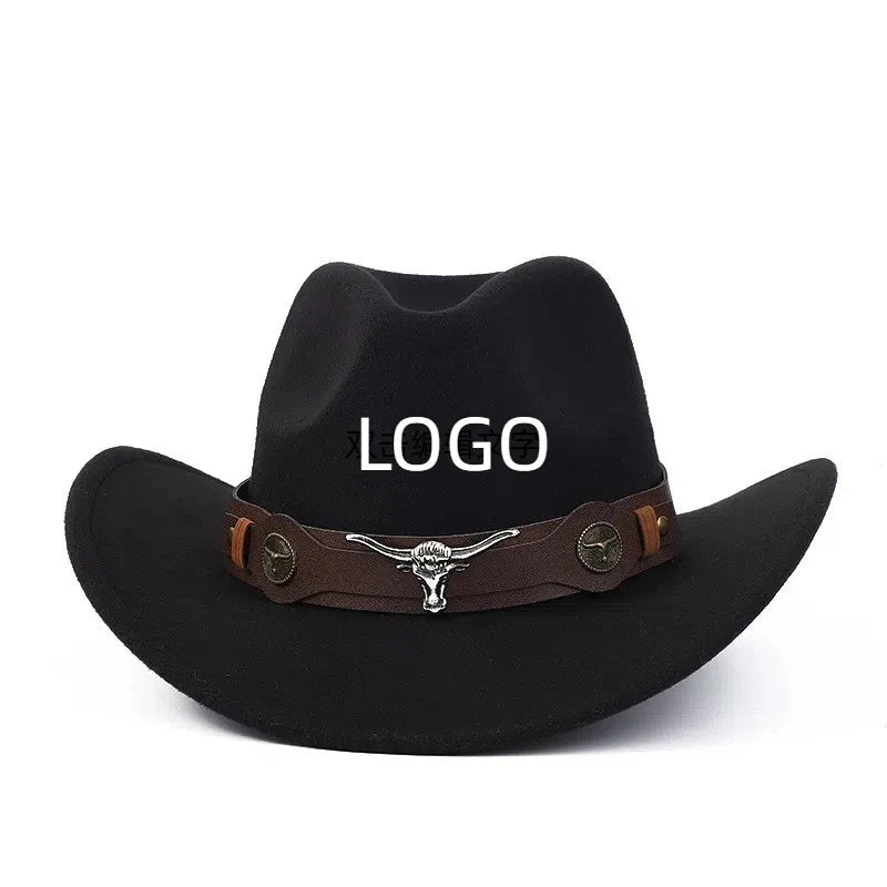 Fashionable Crossborder Western Cowboy Hat Jazz Hat with Wide Brim Ethnic Style Beach Sombrero Customizable