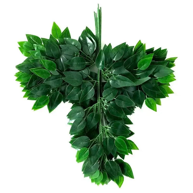 Silk Artificial Green Ficus Tree Branches Silky Faux Flower Spray for Home or Wedding Birthday Party Decor