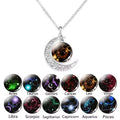 Zodiac Necklaces Jewelry Birthday Gifts 12 Horoscope Sign Crescent Moon Pendant Constellation Women Necklace