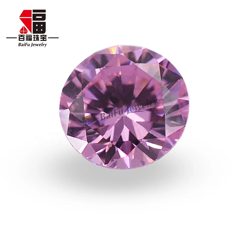 Baifu Jewelry Top Quality Loose Round Dark pink CZ Stones