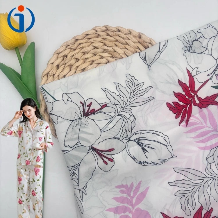New Product Bestseller Polyester  Flower Leaf Patterns  Chiffon  Printing Fabric for Skirt