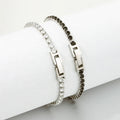 Wholesale Customized 18k Gold Plated Stainless Steel Metal Black and White Zircon 3MM Tennis Bracelet for Women