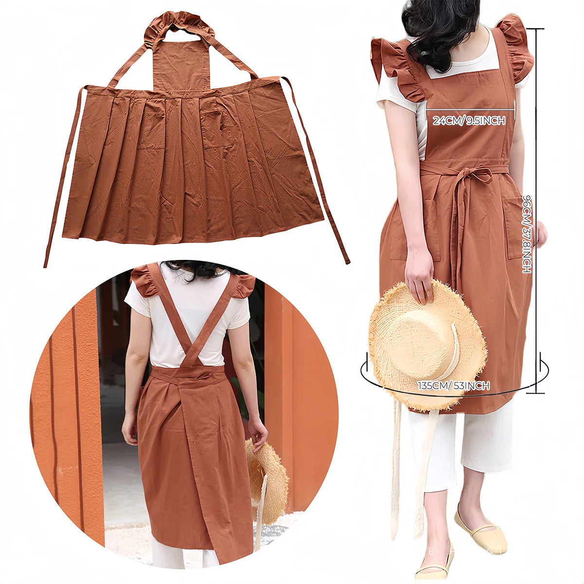Wholesale Custom Logo Water-repellent Kitchen Cooking Baking Linen Cotton Apron With Pocket