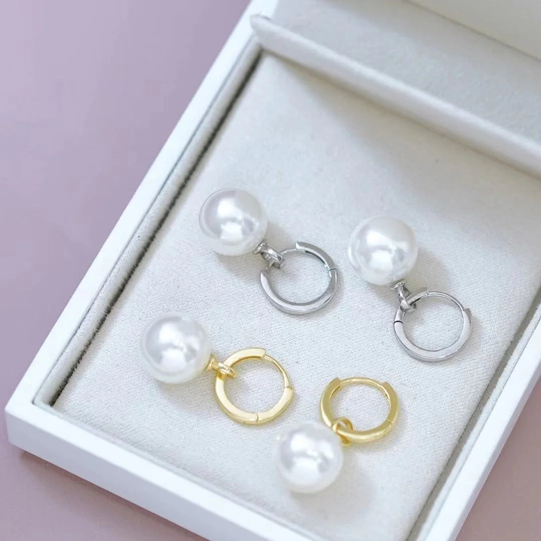 E2301 10-11mm DIY Natural Freshwater Pearl Charm Earrings Mounting Accessory 925 Sterling Silver Gold Plated  Jewelry for Women