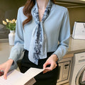 8617# Floral Print Women Blouse Tops Summer Female Turn Down Collar Long Sleeve Button OL Casual Korean Shirts
