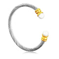 Trendy Luxury Jewelry Stone Decor Cuff Bangle Minimalist Bracelet