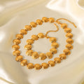 Fashionable 18K Gold Stainless Steel Texture Shell Chain Necklace Bracelet Set Ins Ocean Style Scallop Clavicle Chain Choker