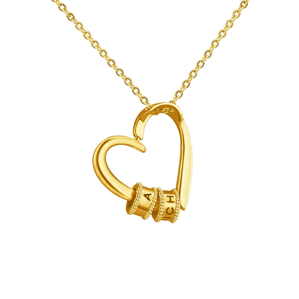 Trendy Heart Shaped Geometric Necklace Custom Diamond Encrusted Beads Anniversary Gift for Mom Made of Brass with Link Chain