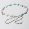 New Arrivals Fashion Accessories Golden Women Body Chain Belts Oval Turquoise Stone Lady Narrow Metal Retro Chain Belt